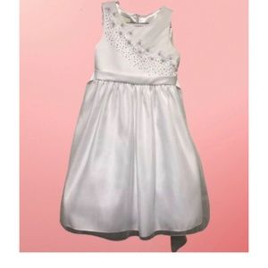 White Beaded Wedding Pageant Flower Girl Dress